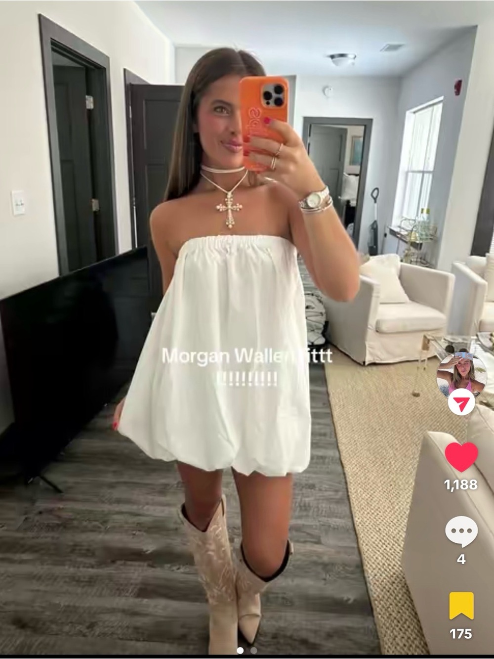 MUSERA White Strapless Bubble Mini Dress – Size Small